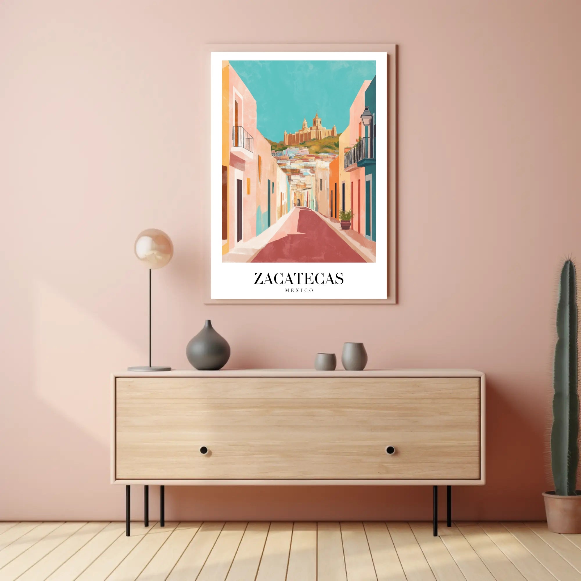 Zacatecas Mexico Scenic  Illustration Poster PosterGoat