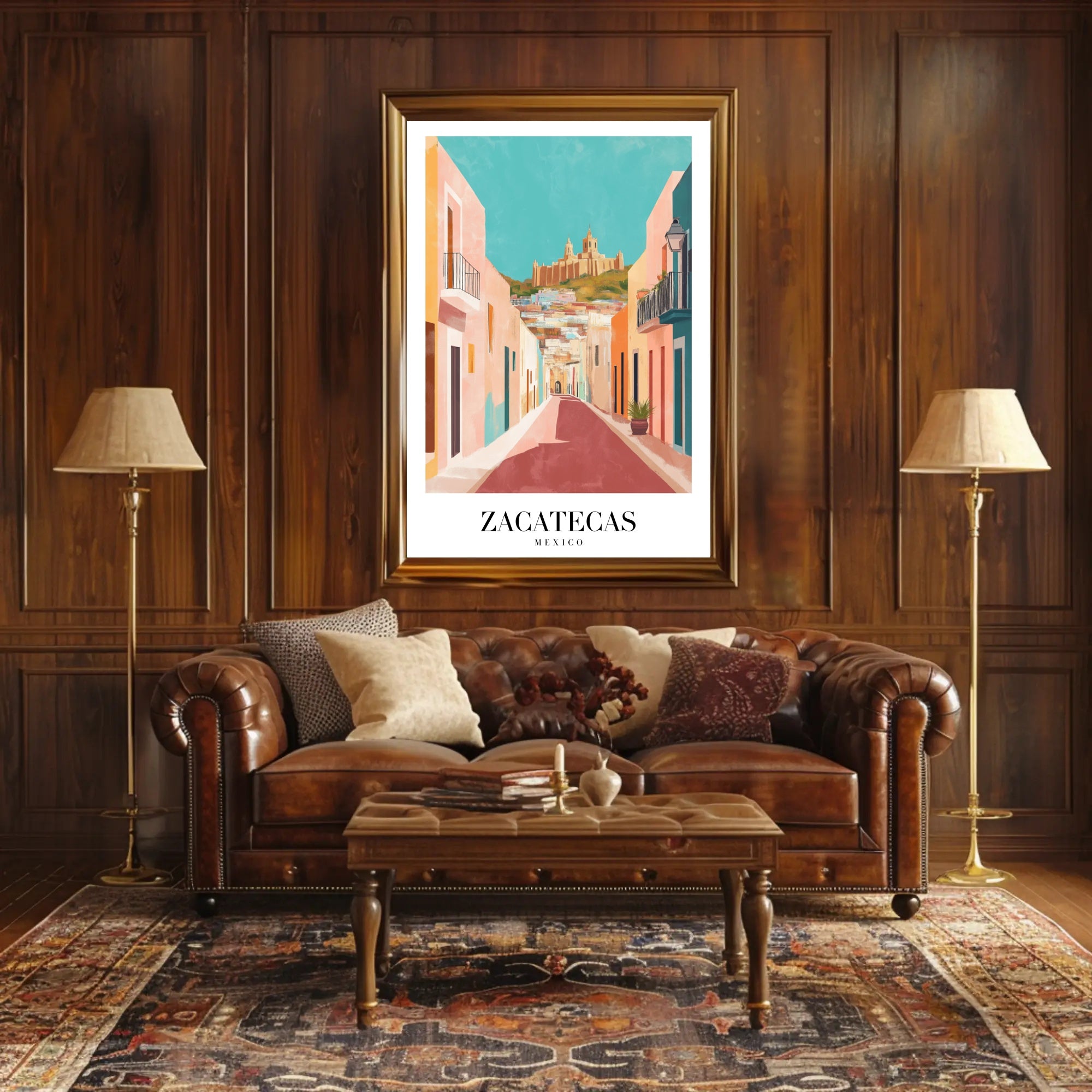 Zacatecas Mexico Scenic  Illustration Poster PosterGoat
