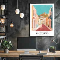 Zacatecas Mexico Scenic  Illustration Poster PosterGoat