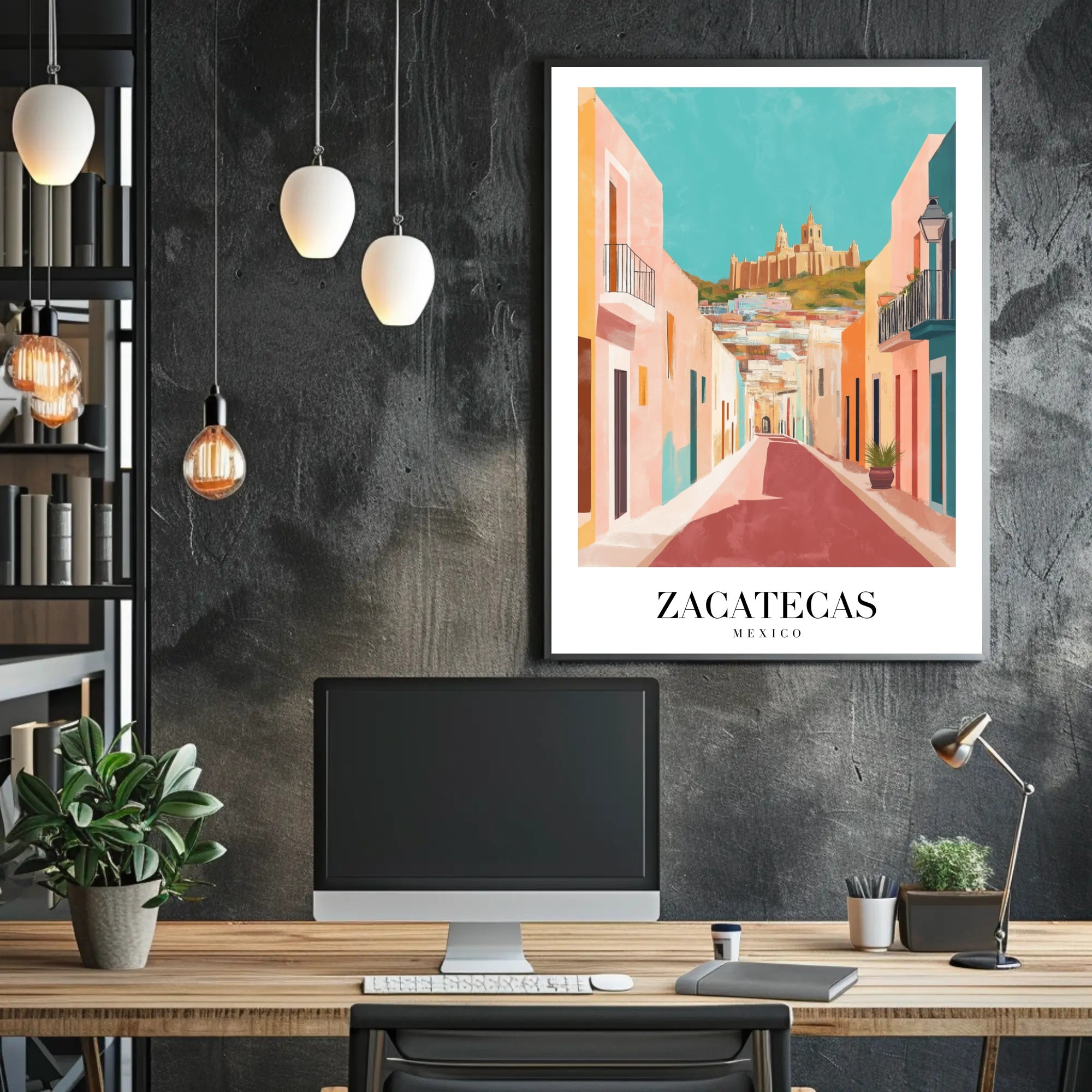 Zacatecas Mexico Scenic  Illustration Poster PosterGoat