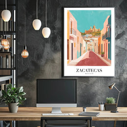 Zacatecas Mexico Scenic  Illustration Poster PosterGoat