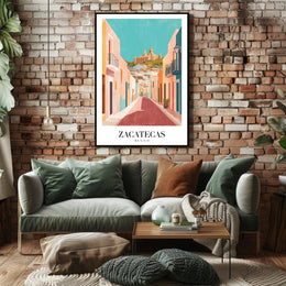Zacatecas Mexico Scenic  Illustration Poster PosterGoat
