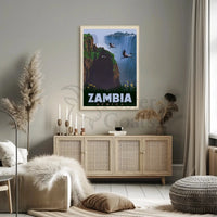 Zambia Victoria Falls Adventure Vintage Travel Poster PosterGoat