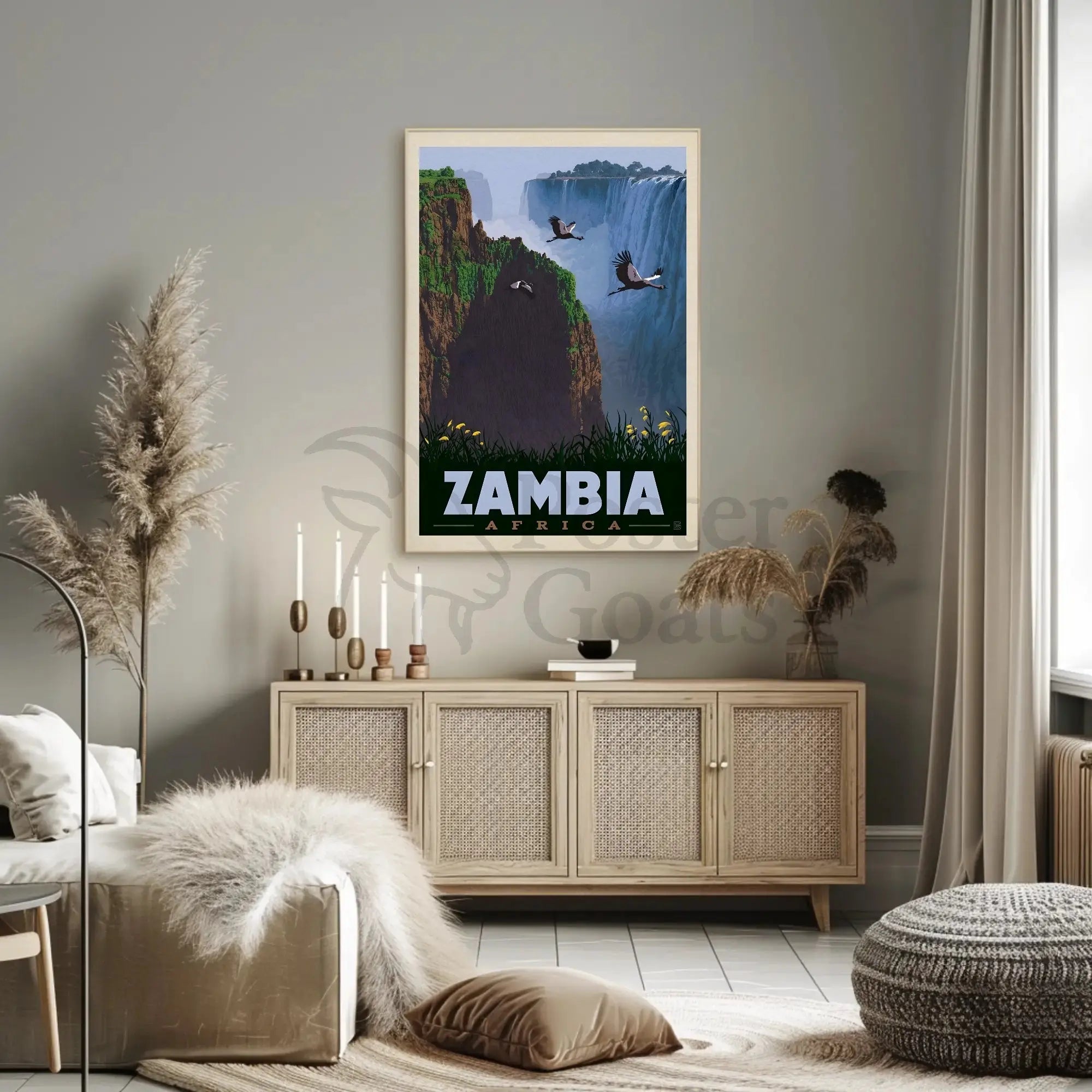 Zambia Victoria Falls Adventure Vintage Travel Poster PosterGoat