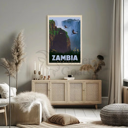 Zambia Victoria Falls Adventure Vintage Travel Poster PosterGoat