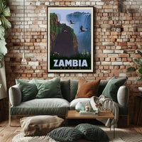 Zambia Victoria Falls Adventure Vintage Travel Poster PosterGoat