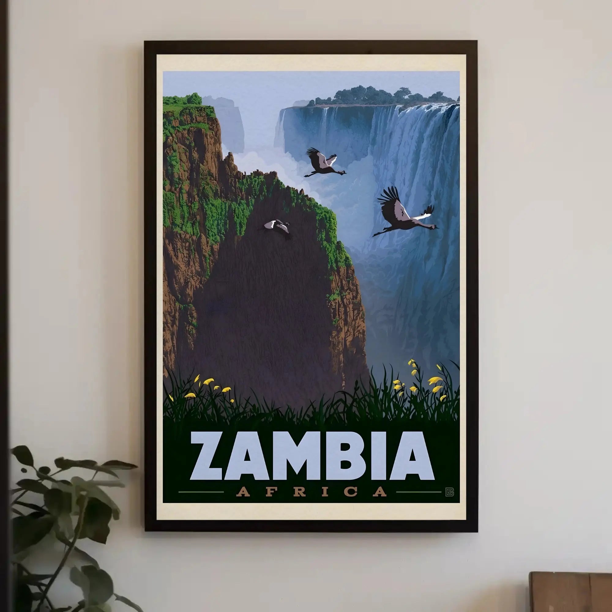 Zambia Victoria Falls Adventure Vintage Travel Poster PosterGoat