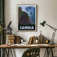 Zambia Victoria Falls Adventure Vintage Travel Poster PosterGoat