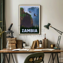 Zambia Victoria Falls Adventure Vintage Travel Poster PosterGoat