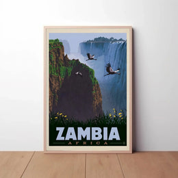 Zambia Victoria Falls Adventure Vintage Travel Poster PosterGoat