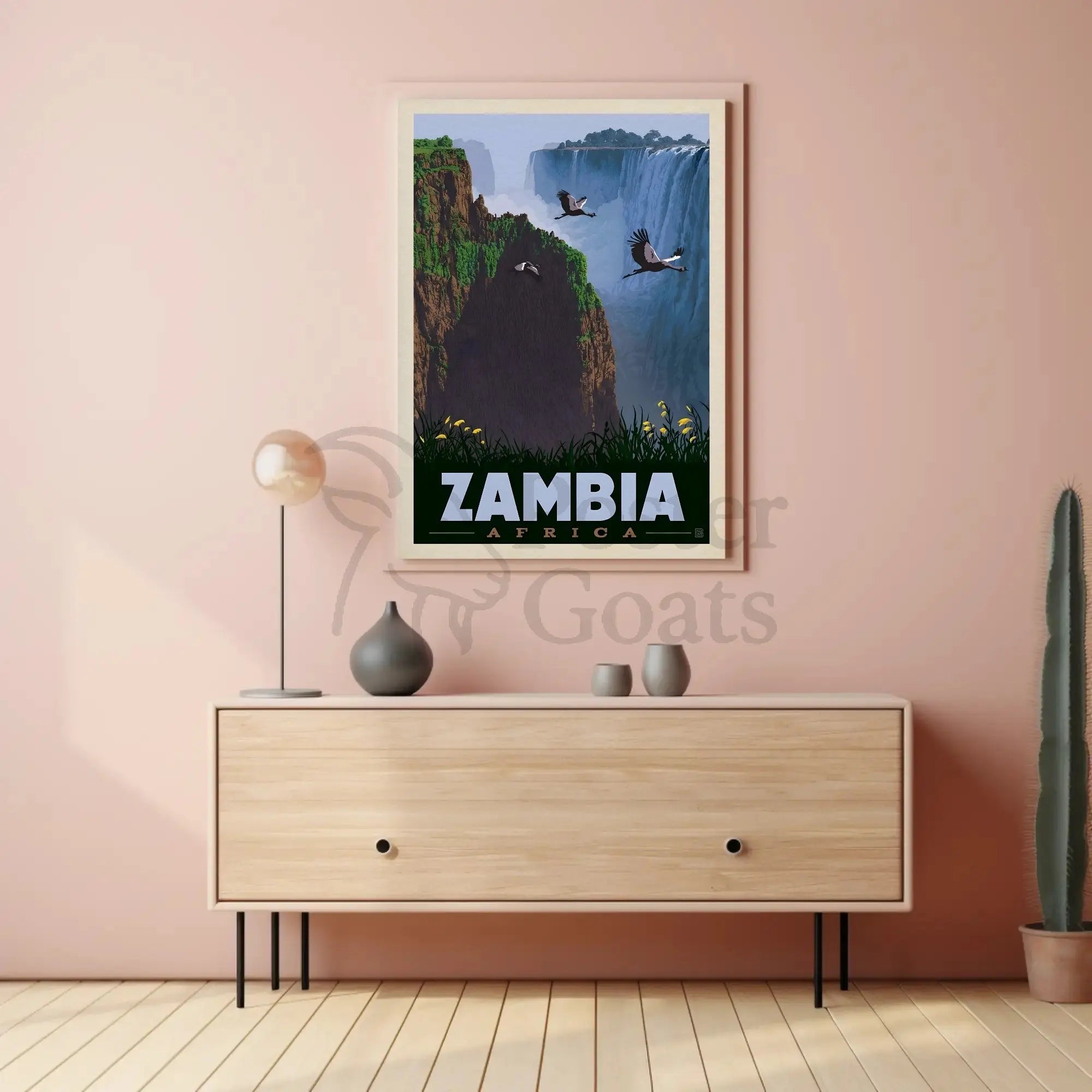 Zambia Victoria Falls Adventure Vintage Travel Poster PosterGoat