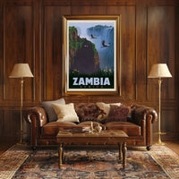 Zambia Victoria Falls Adventure Vintage Travel Poster PosterGoat