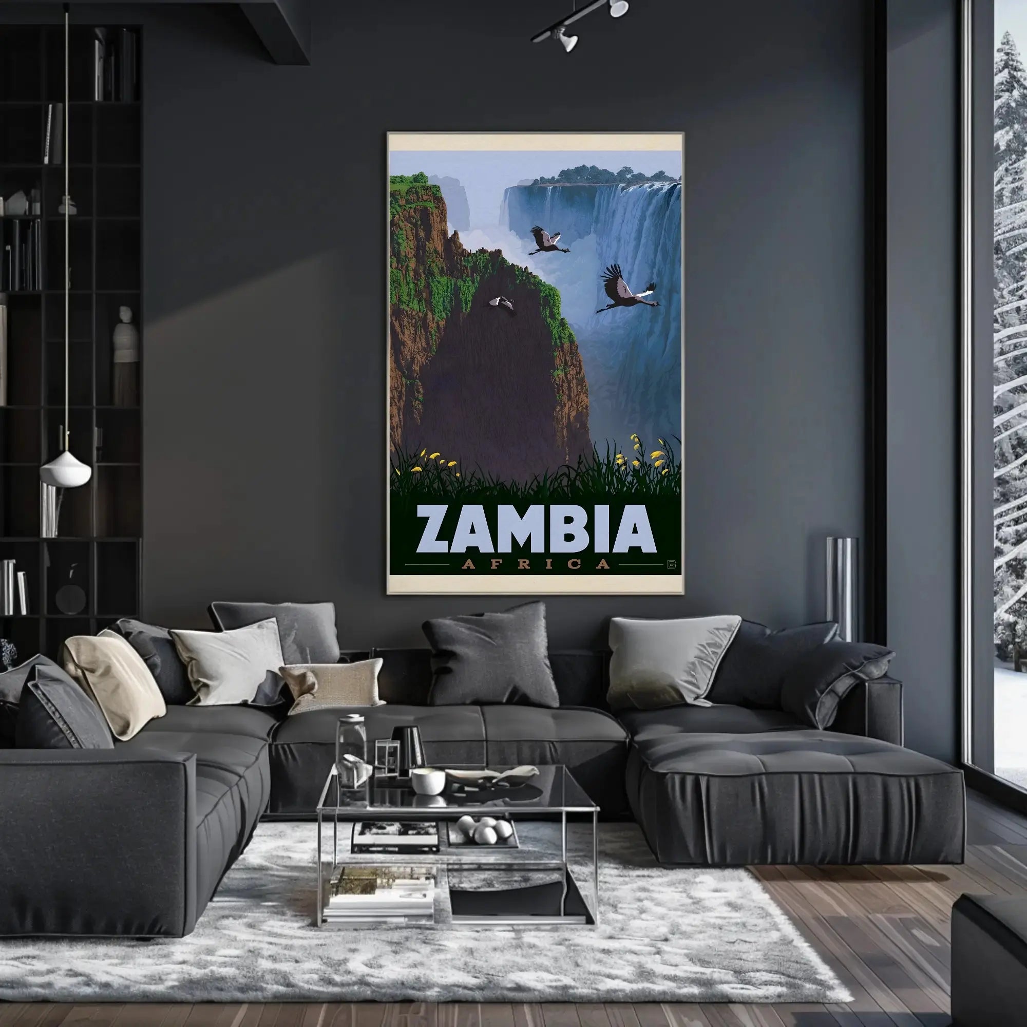 Zambia Victoria Falls Adventure Vintage Travel Poster PosterGoat