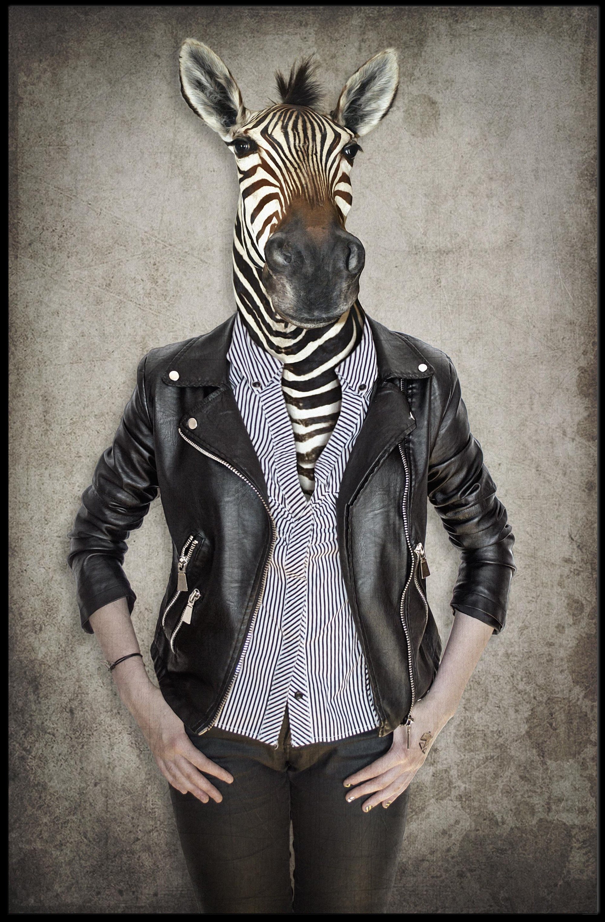 Zebra-Human Hybrid Surreal Artwork: Abstract or Artistic Poster PosterGoat