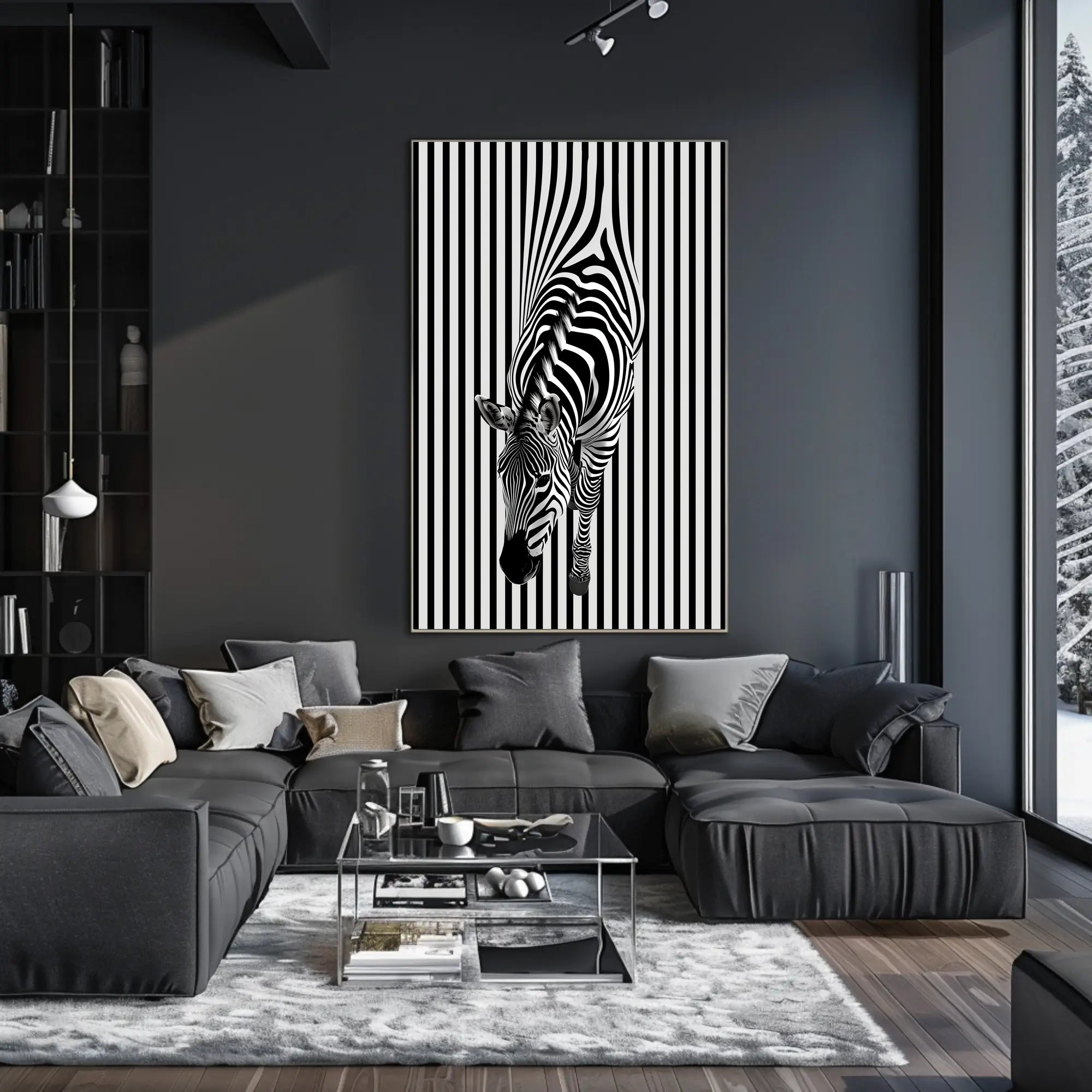 Zebra Optical Illusion Minimalist Art Abstract or Artistic Poster PosterGoat