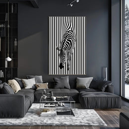 Zebra Optical Illusion Minimalist Art Abstract or Artistic Poster PosterGoat