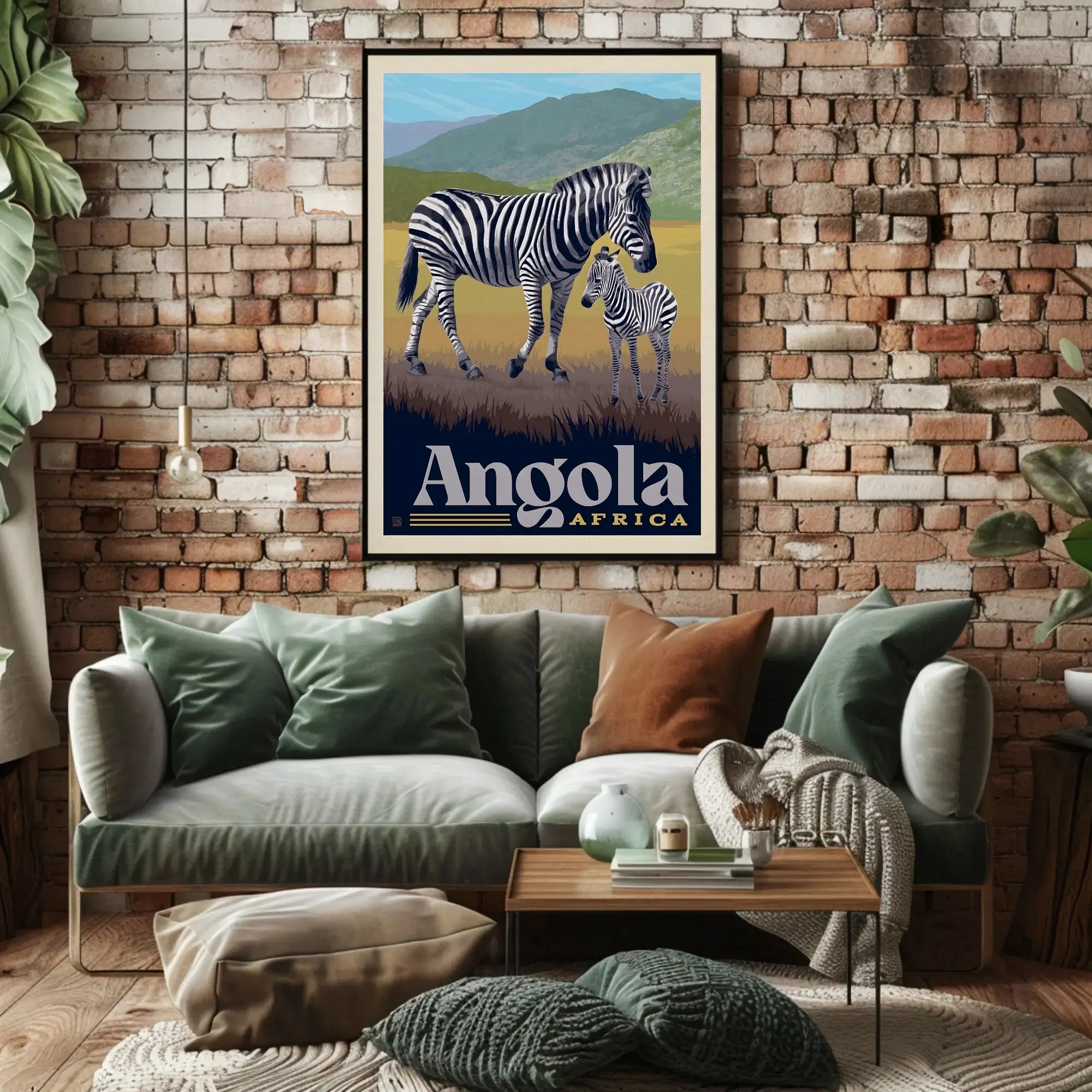 Zebras in Angola Vintage Travel Poster PosterGoat