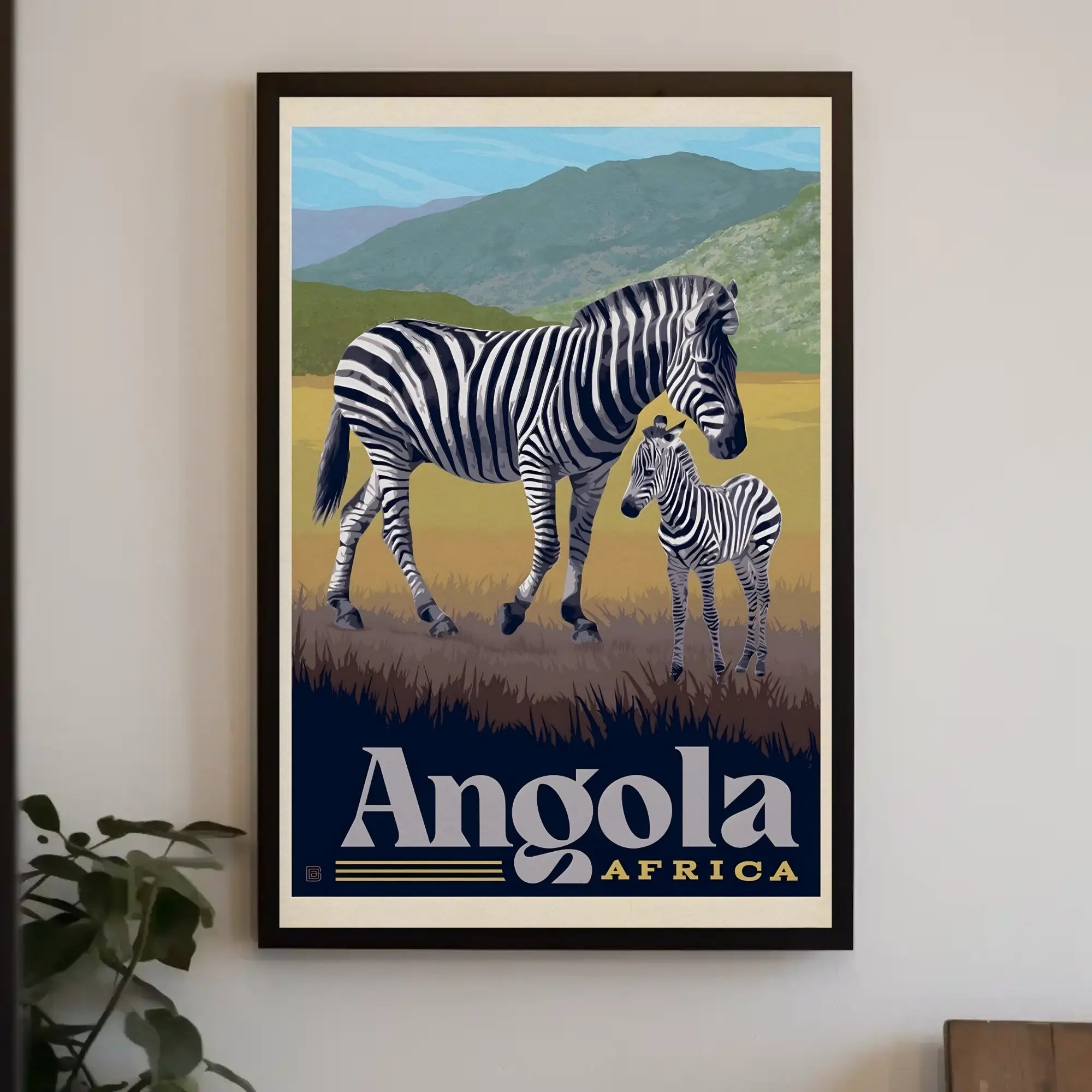 Zebras in Angola Vintage Travel Poster PosterGoat