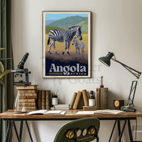 Zebras in Angola Vintage Travel Poster PosterGoat