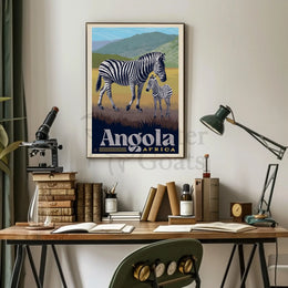 Zebras in Angola Vintage Travel Poster PosterGoat