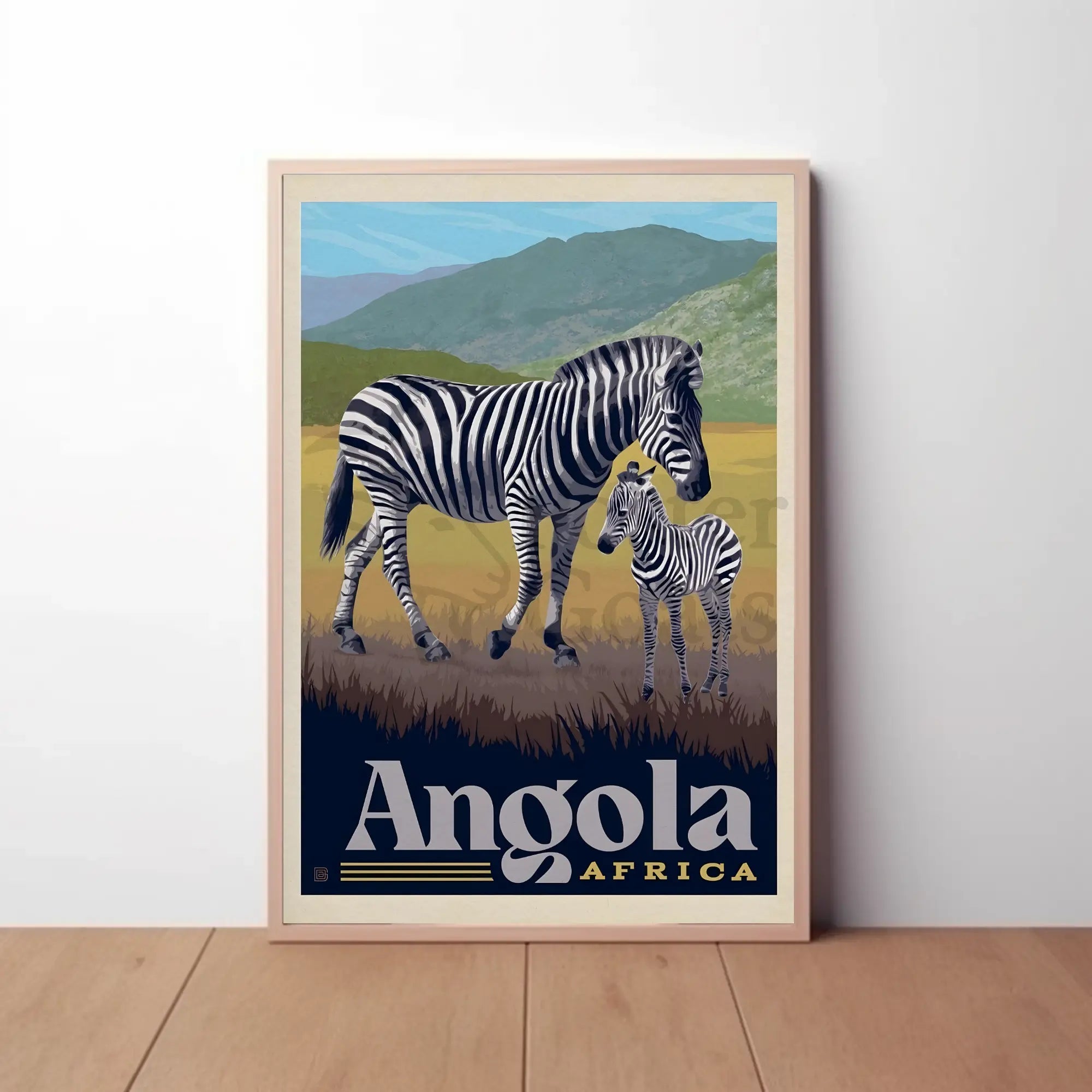 Zebras in Angola Vintage Travel Poster PosterGoat