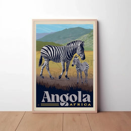 Zebras in Angola Vintage Travel Poster PosterGoat