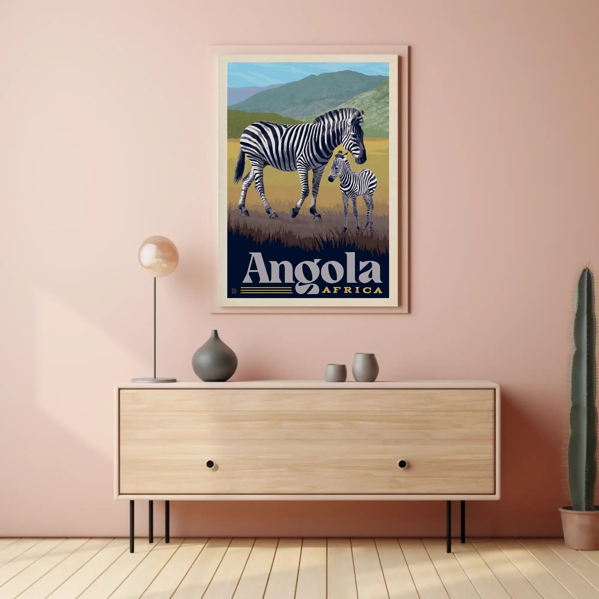 Zebras in Angola Vintage Travel Poster PosterGoat