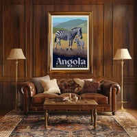 Zebras in Angola Vintage Travel Poster PosterGoat