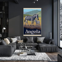 Zebras in Angola Vintage Travel Poster PosterGoat
