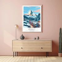 Zermatt Alpine Sunrise Vintage Travel Poster PosterGoat