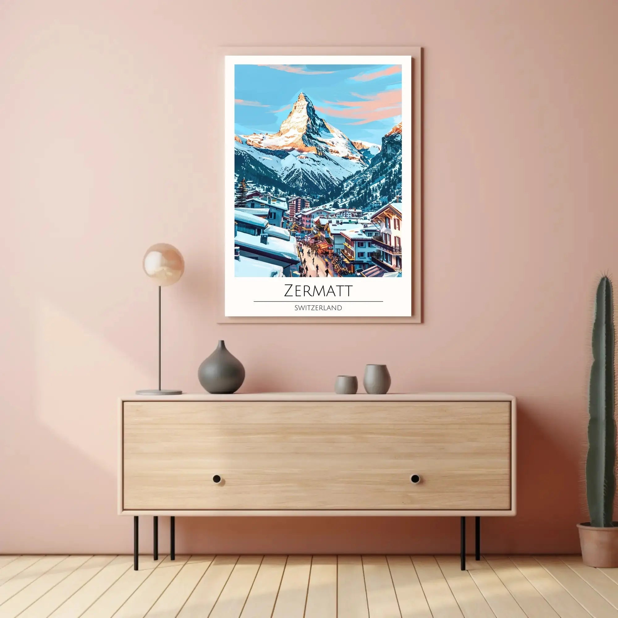 Zermatt Alpine Sunrise Vintage Travel Poster PosterGoat