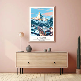 Zermatt Alpine Sunrise Vintage Travel Poster PosterGoat