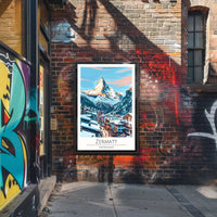 Zermatt Alpine Sunrise Vintage Travel Poster PosterGoat