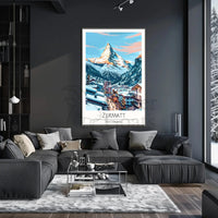 Zermatt Alpine Sunrise Vintage Travel Poster PosterGoat