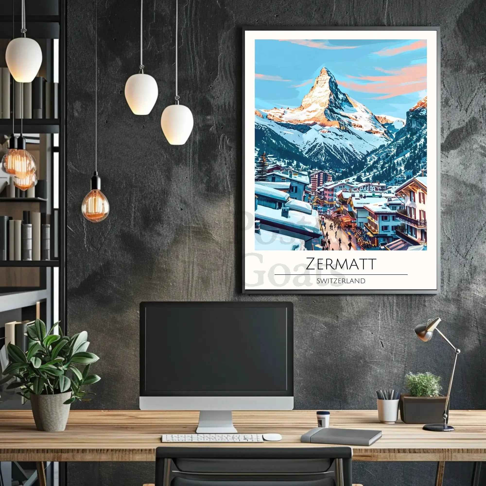 Zermatt Alpine Sunrise Vintage Travel Poster PosterGoat
