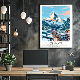 Zermatt Alpine Sunrise Vintage Travel Poster PosterGoat