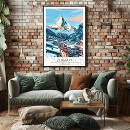 Zermatt Alpine Sunrise Vintage Travel Poster PosterGoat