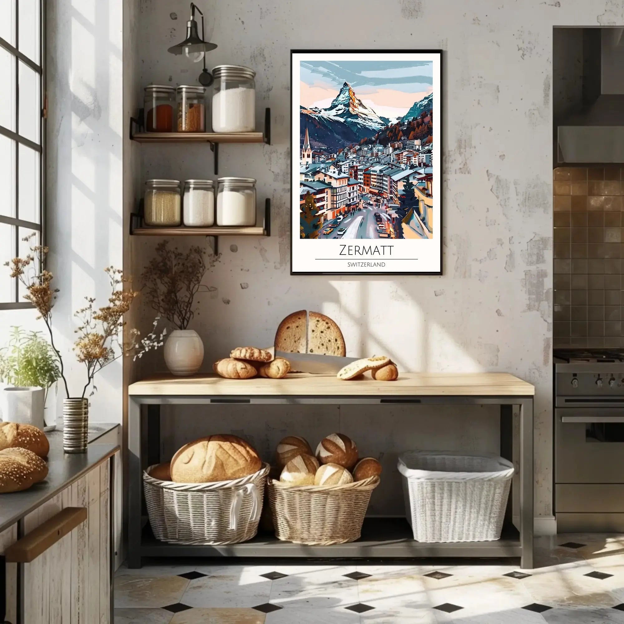 Zermatt Matterhorn Alpine Scene Travel Poster PosterGoat
