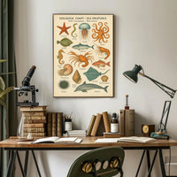 Zoological Chart of Vintage Sea Life Educational Poster PosterGoat
