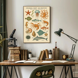 Zoological Chart of Vintage Sea Life Educational Poster PosterGoat