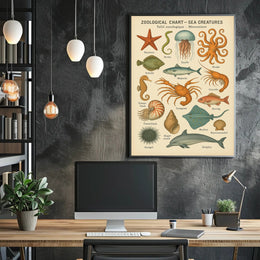 Zoological Chart of Vintage Sea Life Educational Poster PosterGoat