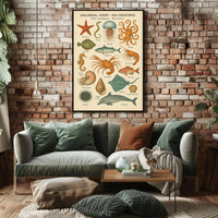 Zoological Chart of Vintage Sea Life Educational Poster PosterGoat