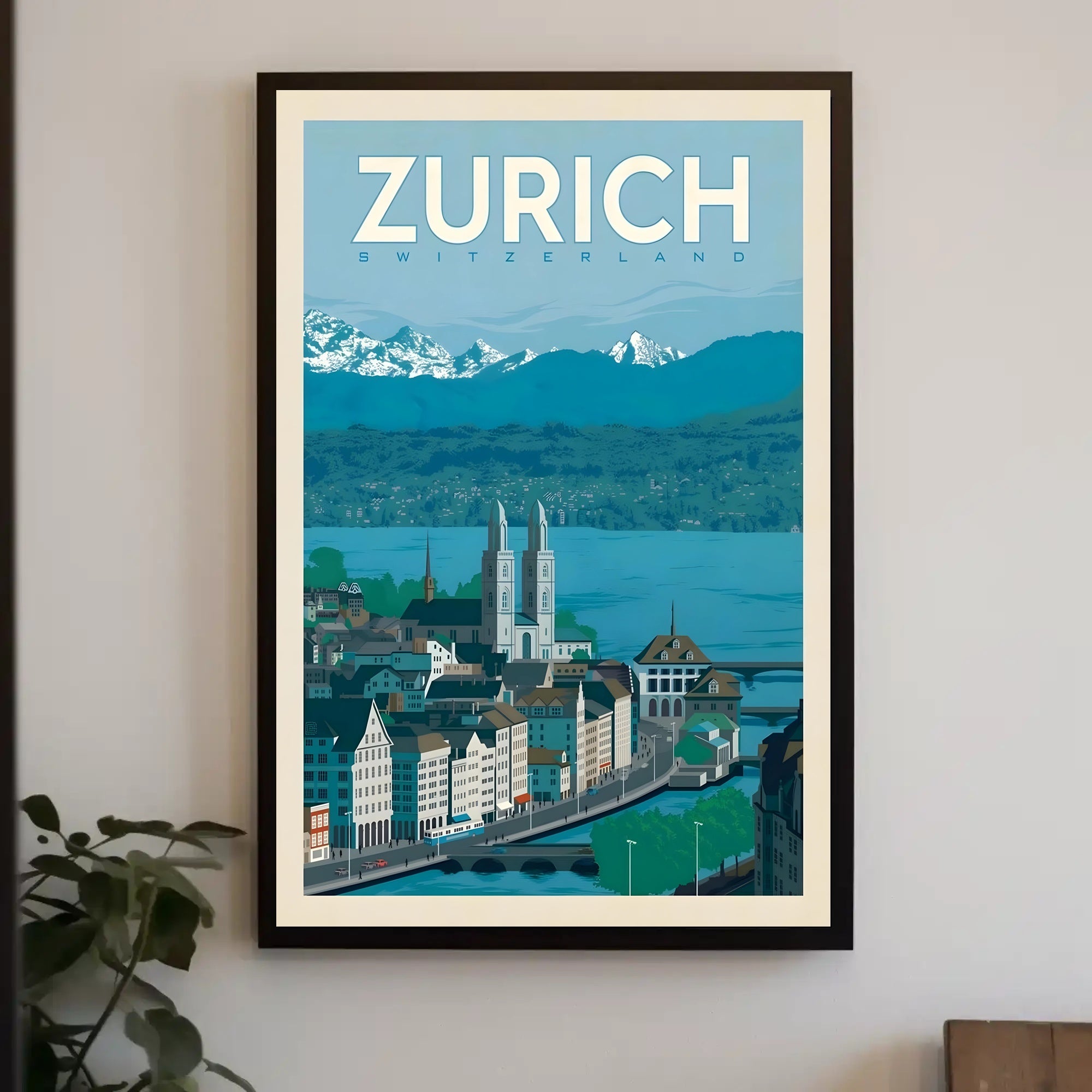 Zurich’s Iconic Landscapes Retro Travel Art Poster PosterGoat