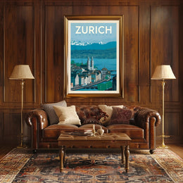 Zurich’s Iconic Landscapes Retro Travel Art Poster PosterGoat