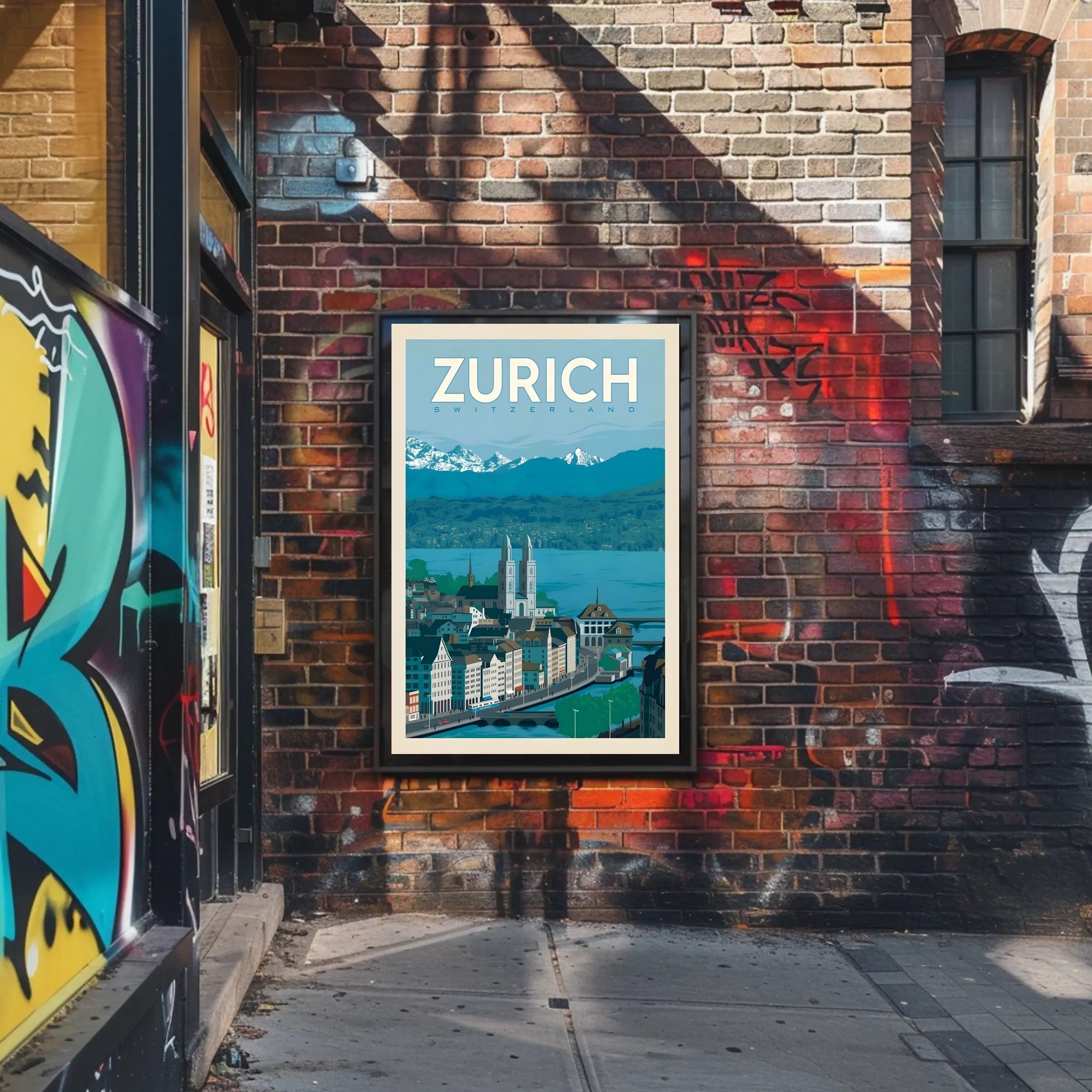 Zurich’s Iconic Landscapes Retro Travel Art Poster PosterGoat