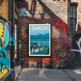 Zurich’s Iconic Landscapes Retro Travel Art Poster PosterGoat