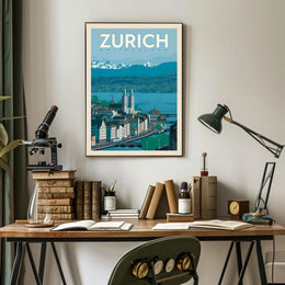 Zurich’s Iconic Landscapes Retro Travel Art Poster PosterGoat