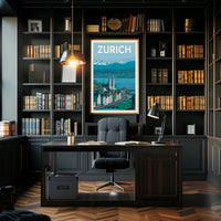 Zurich’s Iconic Landscapes Retro Travel Art Poster PosterGoat