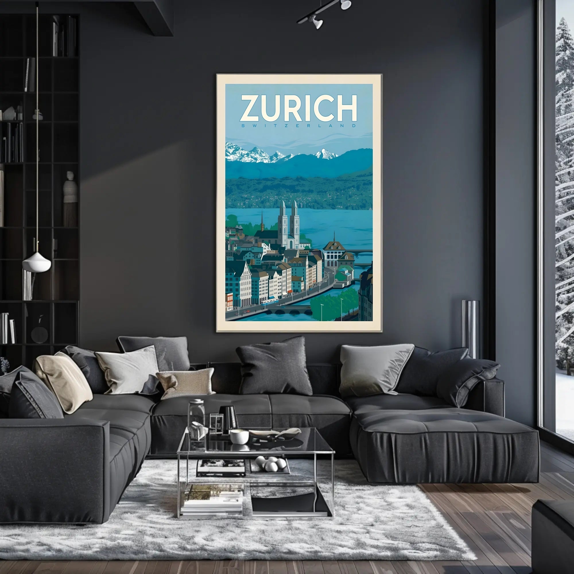 Zurich’s Iconic Landscapes Retro Travel Art Poster PosterGoat