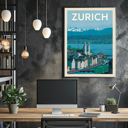 Zurich’s Iconic Landscapes Retro Travel Art Poster PosterGoat